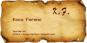 Kocs Ferenc névjegykártya
