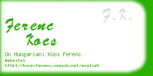 ferenc kocs business card